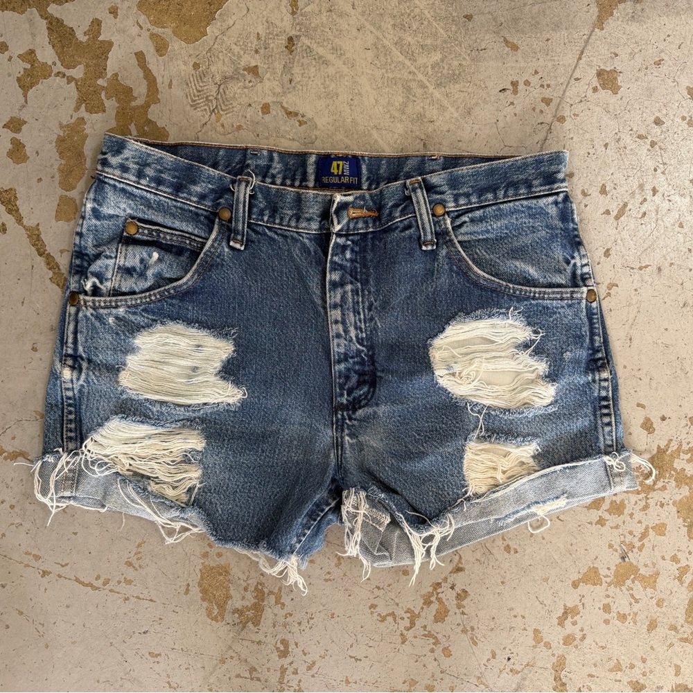 Wrangler Ripped Blue Jean Shorts